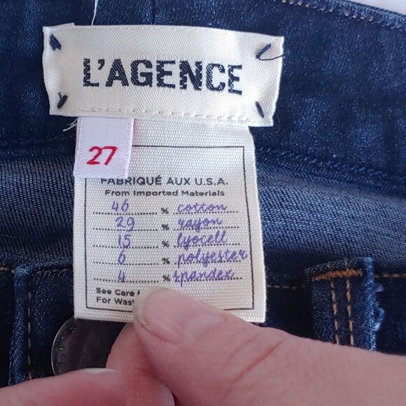 L’AGENCE Margot Skinny Ankle Jeans Midnight Dark Wash Stretch Crop Denim - Picture 4 of 9